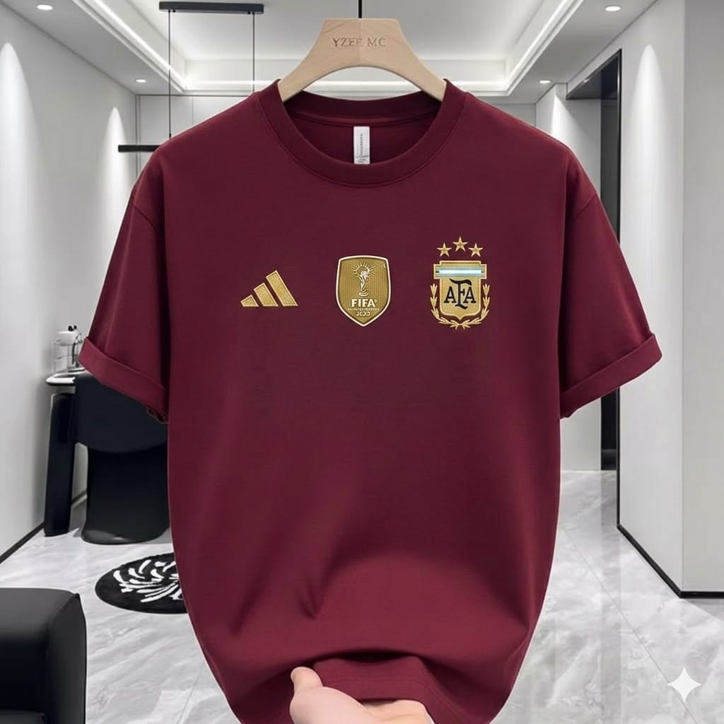 Argentina Maroon - FIFA Premium Drop shoulder Chian T-shirt