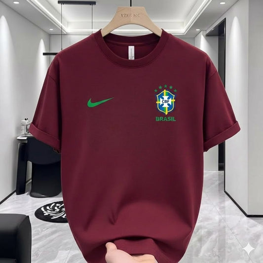 Brazil Maroon - FIFA Premium Drop shoulder Chian T-shirt